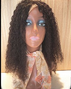 PERUCA LACE DANIELE CABELO HUMANO CACHEADO CASTANHO ESCURO