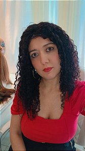 PERUCA LACE DANIELE CABELO HUMANO CACHEADO CASTANHO ESCURO