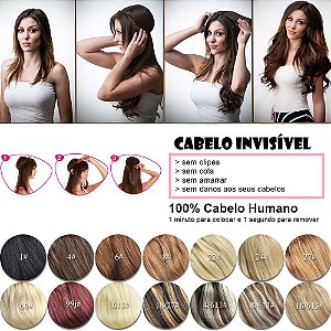 Aplique tiara Fio Invisível de Cabelos 100% Humanos com 100 gramas e 50cm