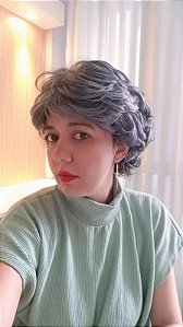 PERUCA MARILDA CABELO FIBRA GRISALHA CABELO CURTO ONDULADO