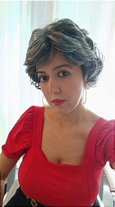 PERUCA MARILDA CABELO FIBRA GRISALHA CABELO CURTO ONDULADO