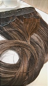 APLIQUES DE TIC TAC ORGANICO CABELO MORENA ILUMINADA LISO KIT PERSONALIZADO 305