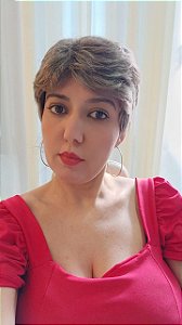 Peruca Sandra Orgânica Grisalha Curta Lisa