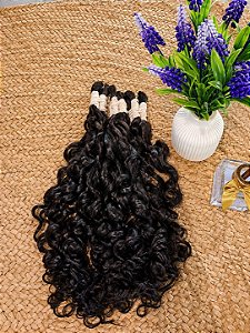 Cabelo humano cacheado cacho caipira 65 cm na liga 50g