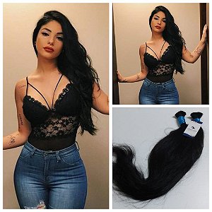 Cabelo Humano Indiano na liga Castanho Escuro 100g  65cm