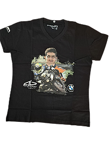 CAMISETA BABY LOOK ALEX BARROS (PRETA) - ESTAMPA FOTO BMW S1000RR