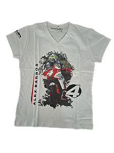 CAMISETA BABY LOOK ALEX BARROS (BRANCA) - ESTAMPA FOTO DUCATI PRAMAC 2007