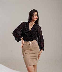 Saia Jeans Sarja Tradicional Bege