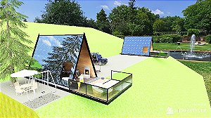 Chalé, Cabana Alpina Cristal - 60m  com Clarabóia