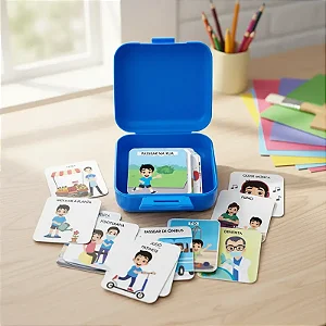 Kit Fichas para Rotina Visual Infantil com 50 Peças em PVC Impermeável para Organização e Autonomia