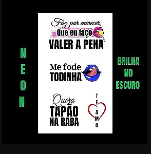 TATUAGEM TEMPORÁRIA BRILHA NO ESCURO OUSADA - 1 CARTELA Nº NG004