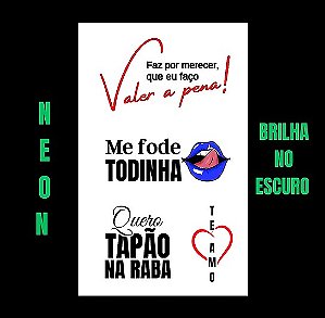 TATUAGEM TEMPORÁRIA BRILHA NO ESCURO OUSADA - 1 CARTELA Nº NG010