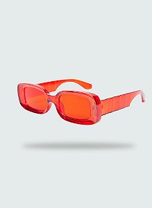 Óculos de Sol Leadwell Unissex Retro Retangular Vermelho