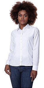 Camisa Social Feminina Branca Manga Longa