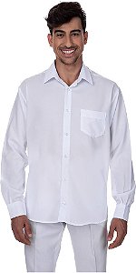 Camisa Social Masculina Branca Manga longa Elegance