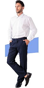 Calça Social Masculina Marinho Oxford