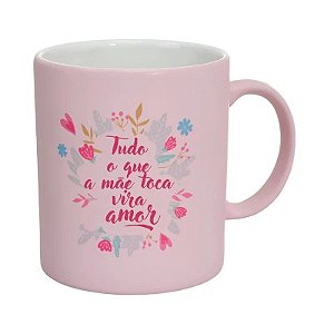 Caneca Cerâmica Delicadinha Rosa Candy Fosca 310ML