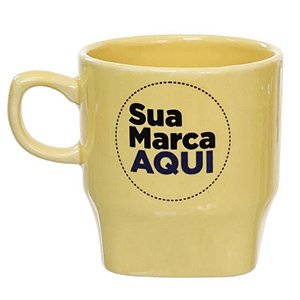 Caneca Cerâmica Perla Amarelo Curvada 240ML