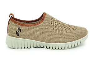 Tênis Slip On Camel Tricot Monograma Usaflex