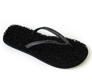 Sandalia Flat Shine Preta CleanUP