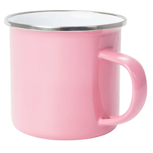 Caneca Esmaltada de Alumínio Flowers de 235ml Rosa Personalizada