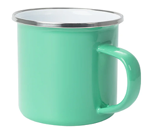 Caneca Esmaltada de Alumínio Flowers de 235ml Verde Personalizada