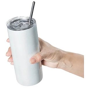 Copo Inox Com Tampa e Canudo 450ml