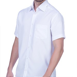 Camisa Social Masculina Branca Manga Curta Ecletica