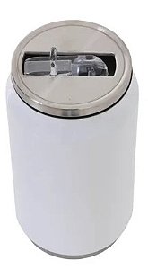 Lata Térmica Branca de Metal Aço Inox Com Tampa 300ml