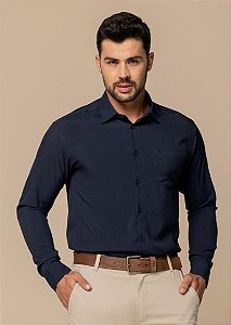 Camisa Social Masculina Marinho Manga longa Microfibra