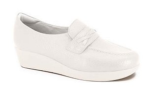Mocassim Branco Anabela Couro Elástico Usaflex  6264PL002BR