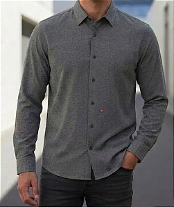Camisa Social Rave Preta Mescla Manga Longa