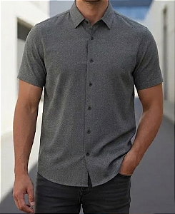Camisa Social Rave Preta Mescla Manga Curta