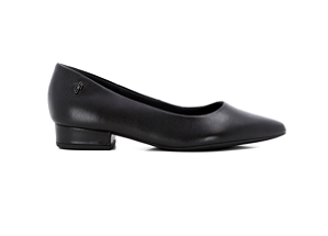 Scarpin Couro Bico Fino Preto Usaflex