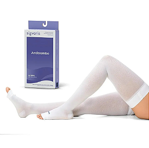 Meia compressão Meia Coxa Antitrombo Unissex Branca