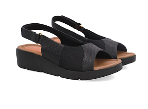 Sandália em Couro Preto AL43019001 Usaflex