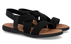 Sandália Salto Rasteiro Elástico Preto AF14031001 Usaflex