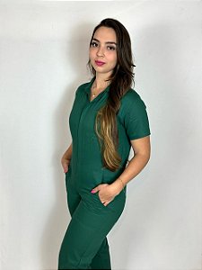 Macacão Veterinário Manga Curta Verde