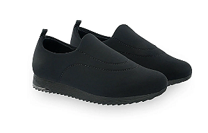 Tenis Slip On Detalhe Costura Preto/Preto Usaflex