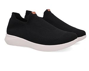 Tênis Tricot Preto Casual Usaflex
