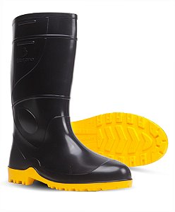 Bota Pvc Preta Solado Amarela