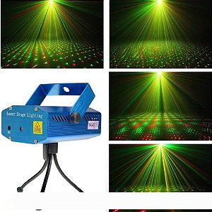 Mini Laser dj  Iluminação Desenhos de Coração, Estrelas  Festa Projetor Balada Canhão VERMELHO/VERDE LUA TEK  LK-173A