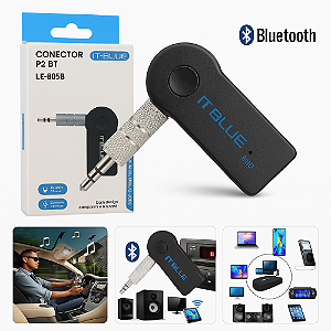 Receptor Bluetooth Adaptador Áudio p2 som carro aux It Blue - LE-805B Bluetooth carro