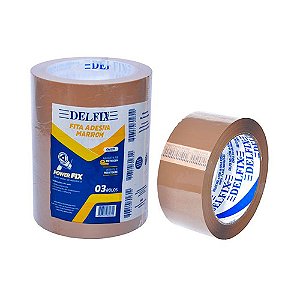 Kit fita adesiva Marrom delfix 45mmx30m pacote com 3 un Rolo