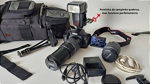 Máquina Fotográfica Profissional Cânon T3i- 600d Importada kit com Bolsa  + lente 75-55mm + lente 75-300mm e acessórios