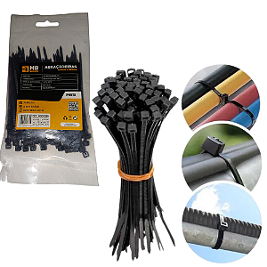 Abracadeira de nylon 3,6mm x 100mm com 100un mb tools gb59086  fita hellerman enforca gato  Preta