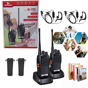 Kit 2 Radio Walk Talk Comunicador 16 Ch 6km Grasep 777s Ht