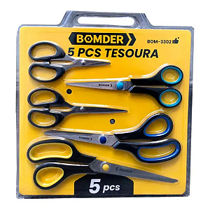 Kit 5 Tesoura Lamina De Aço Inoxidável Resistente Universal  BOMVINK BOM-3302