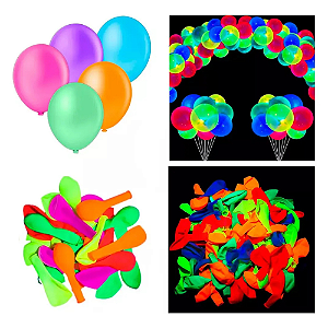 Balão  Bexiga  Joy Neon kit 25 unidades Balões  -  brilha com luz negra