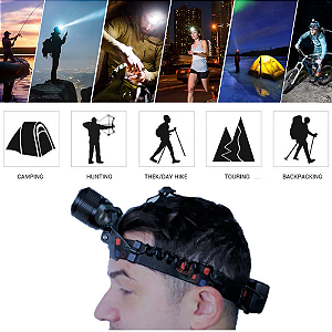 Lanterna De Cabeça USB Luatek Lt-400 BC 3 Led Bike Caça E Pesca bicicleta super forte fita ajustável